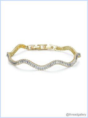 14K Gold Plated Tennis Bracelet 2.5mm Cubic Zirconia Adjustable